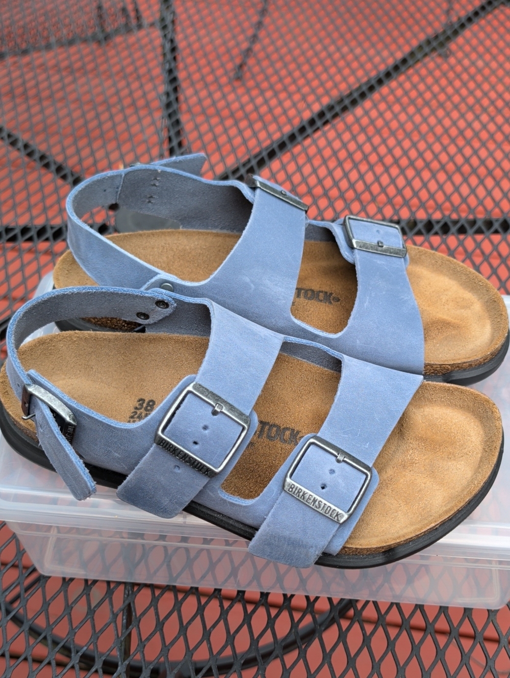 Birkenstock Blue Suede/Leather Sandals In Excellent Condition